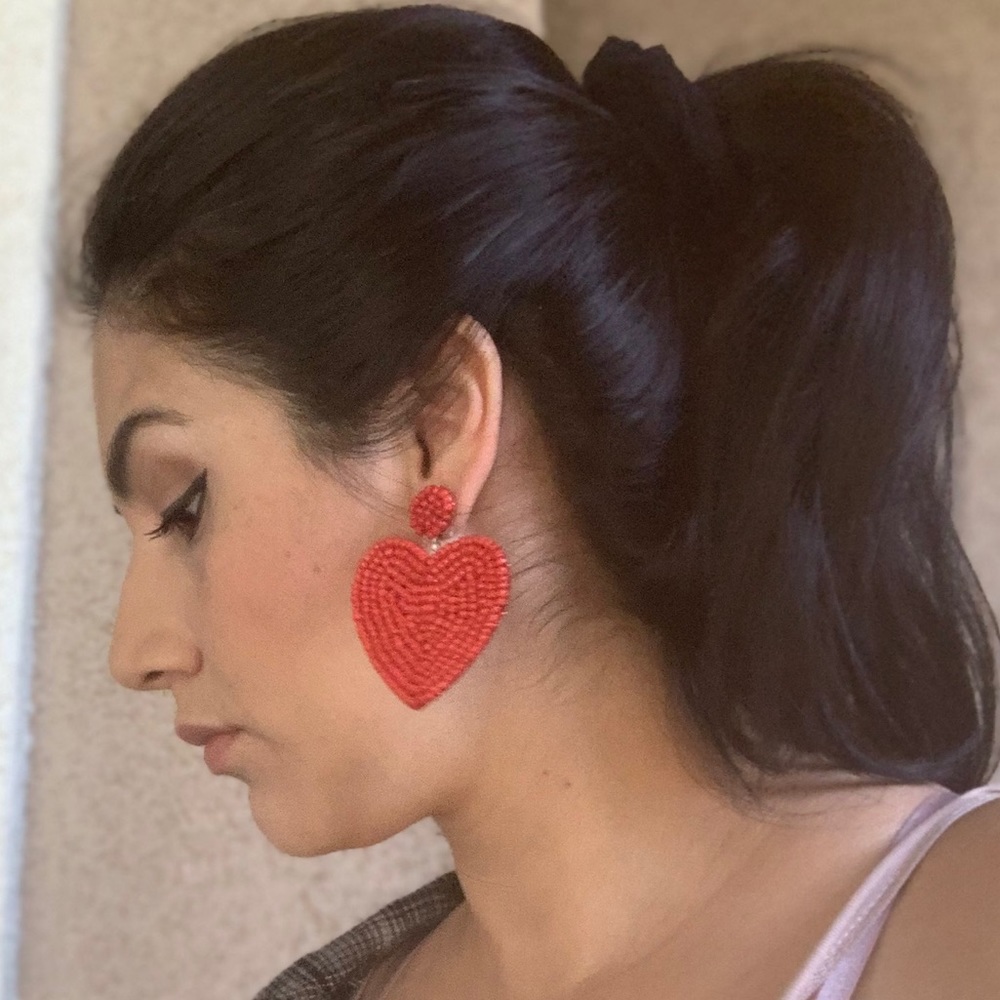 Red Heart Shape Earrings